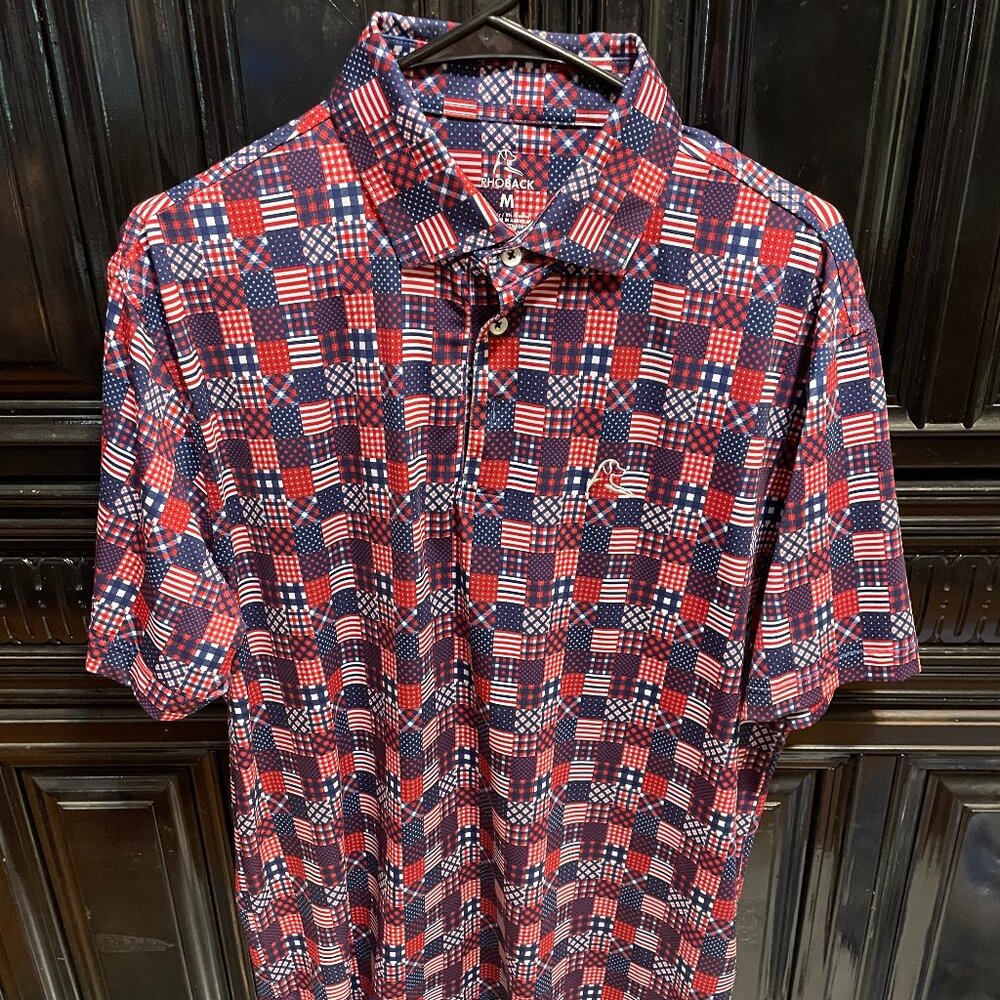 Rhoback Mens Medium Polo American Patch